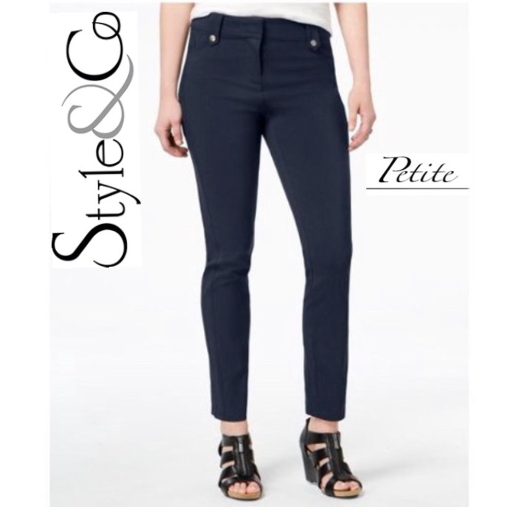 Style&Co. Petite Collection Stretch Comfort Waist two front button Pull-on pants - Picture 1 of 14
